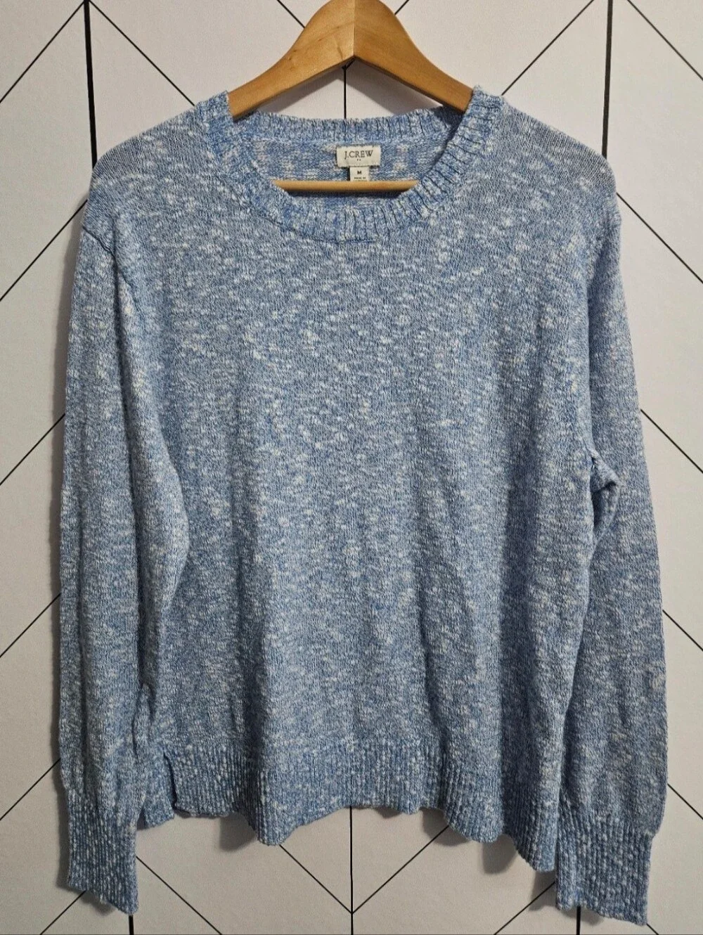 J. Crew Lightweight Beach Sweater in Marled Sky Blue, Size Medium